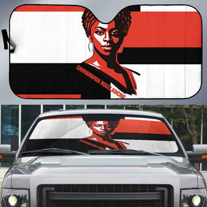 Chimamanda Ngozi Adichie Auto Sun Shade with Bold Red Portrait, We Should All Be Feminists Quote - African Pride