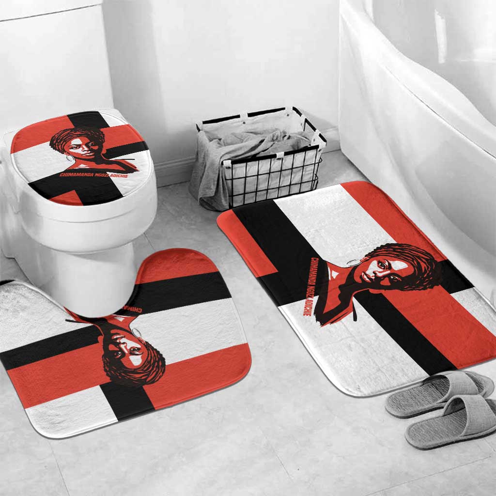 Chimamanda Ngozi Adichie Bathroom Set with Bold Red Portrait, We Should All Be Feminists Quote - African Pride