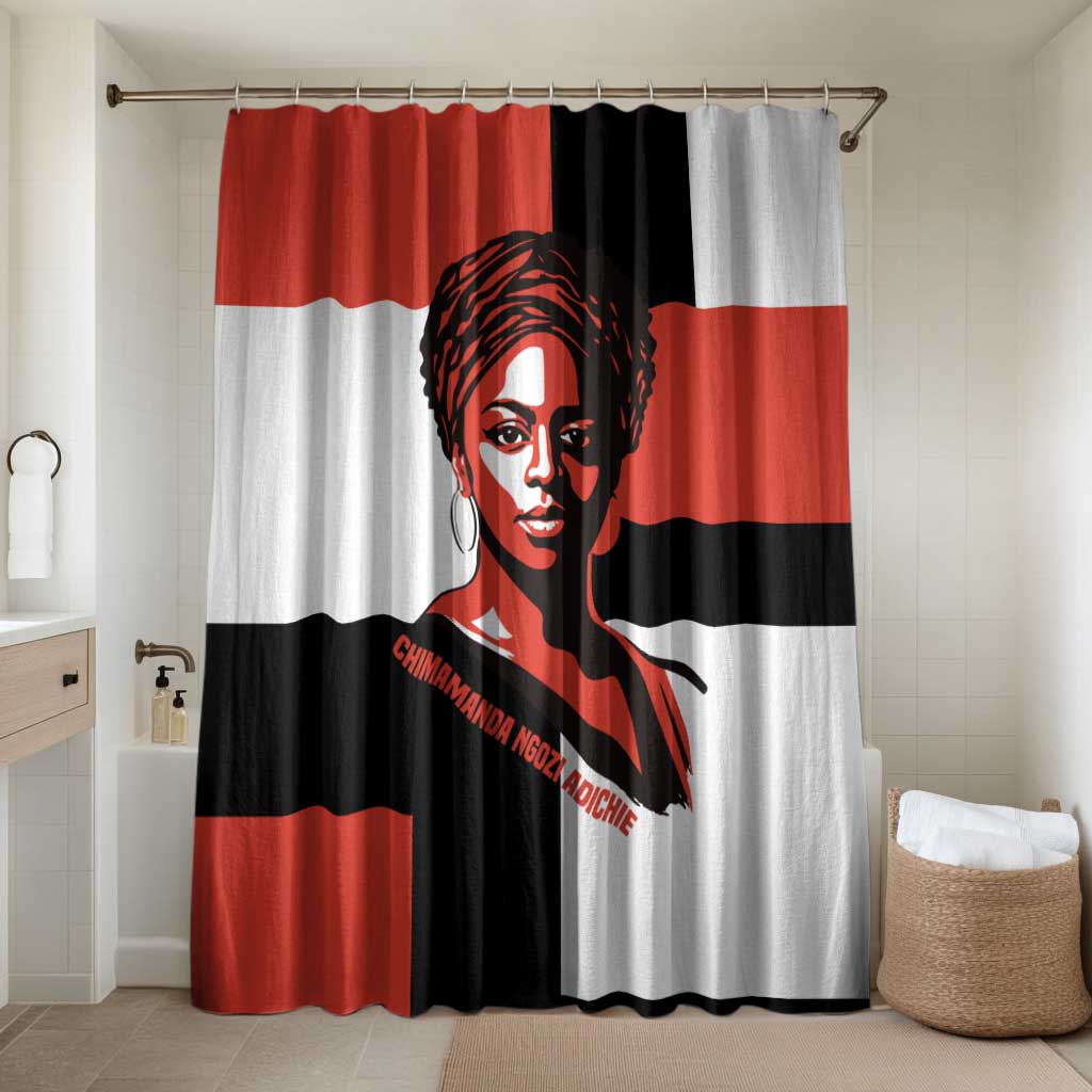 Chimamanda Ngozi Adichie Bathroom Set with Bold Red Portrait, We Should All Be Feminists Quote - African Pride