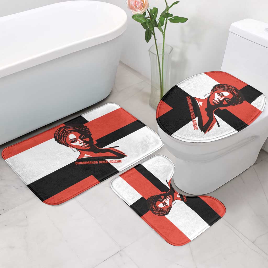 Chimamanda Ngozi Adichie Bathroom Set with Bold Red Portrait, We Should All Be Feminists Quote - African Pride