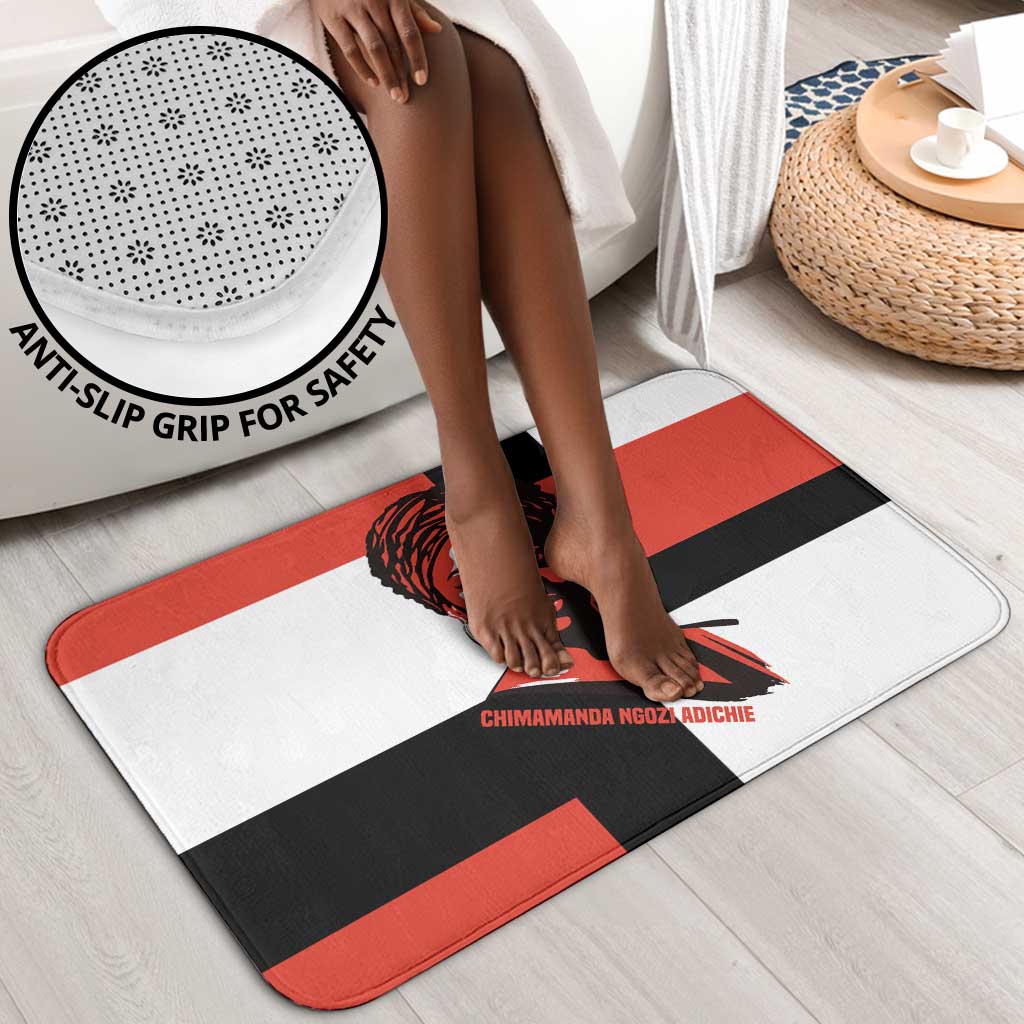 Chimamanda Ngozi Adichie Bathroom Set with Bold Red Portrait, We Should All Be Feminists Quote - African Pride