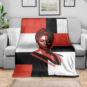 Chimamanda Ngozi Adichie Blanket with Bold Red Portrait, We Should All Be Feminists Quote - African Pride