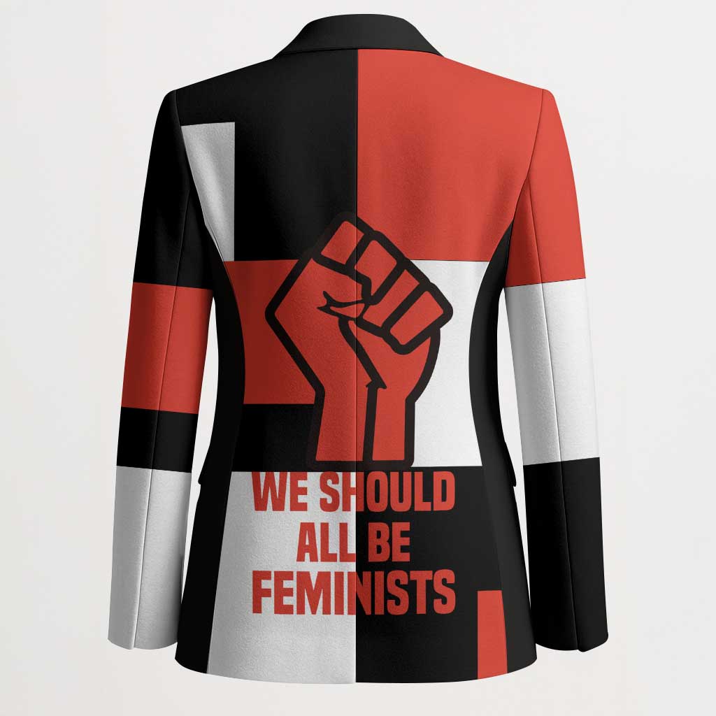 Chimamanda Ngozi Adichie Blazer with Bold Red Portrait, We Should All Be Feminists Quote - African Pride