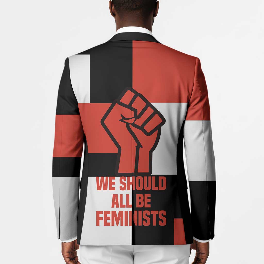 Chimamanda Ngozi Adichie Blazer with Bold Red Portrait, We Should All Be Feminists Quote - African Pride