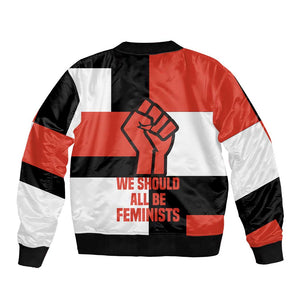 Chimamanda Ngozi Adichie Bomber Jacket with Bold Red Portrait, We Should All Be Feminists Quote - African Pride