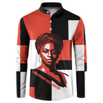 Chimamanda Ngozi Adichie Button Sweatshirt with Bold Red Portrait, We Should All Be Feminists Quote