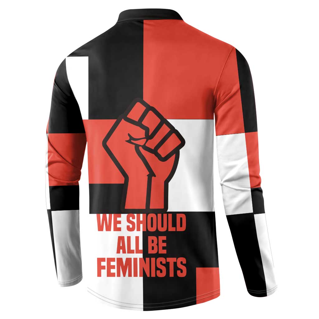 Chimamanda Ngozi Adichie Button Sweatshirt with Bold Red Portrait, We Should All Be Feminists Quote