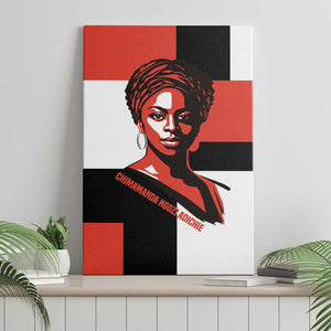 Chimamanda Ngozi Adichie Canvas Wall Art with Bold Red Portrait, We Should All Be Feminists Quote - African Pride