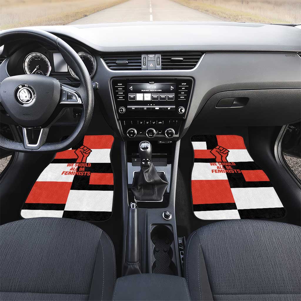 Chimamanda Ngozi Adichie Car Mats with Bold Red Portrait, We Should All Be Feminists Quote - African Pride