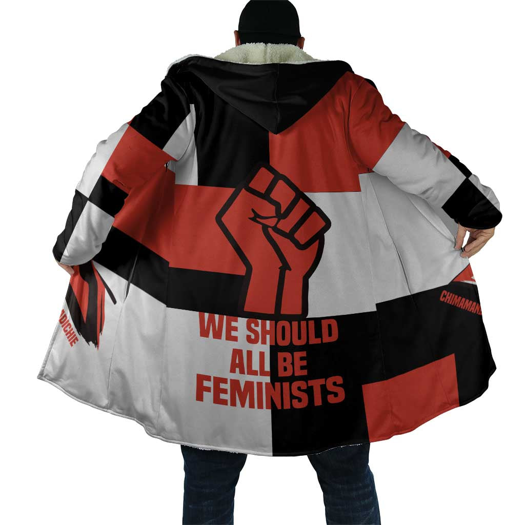 Chimamanda Ngozi Adichie Cloak with Bold Red Portrait, We Should All Be Feminists Quote - African Pride