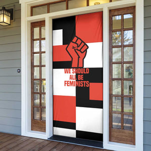 Chimamanda Ngozi Adichie Door Cover with Bold Red Portrait, We Should All Be Feminists Quote - African Pride