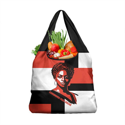Chimamanda Ngozi Adichie Grocery Bag with Bold Red Portrait, We Should All Be Feminists Quote - African Pride