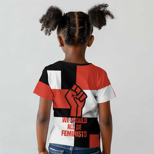 Chimamanda Ngozi Adichie Kid T shirt with Bold Red Portrait, We Should All Be Feminists Quote - African Pride
