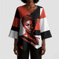 Chimamanda Ngozi Adichie Kimono Sleeve Blouse with Bold Red Portrait, We Should All Be Feminists Quote - African Pride
