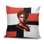 Chimamanda Ngozi Adichie Pillow Cover with Bold Red Portrait, We Should All Be Feminists Quote - African Pride