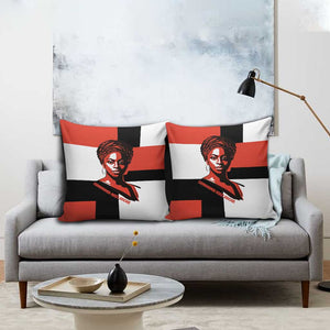 Chimamanda Ngozi Adichie Pillow Cover with Bold Red Portrait, We Should All Be Feminists Quote - African Pride