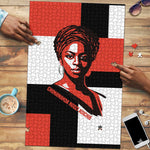 Chimamanda Ngozi Adichie Puzzle with Bold Red Portrait, We Should All Be Feminists Quote - African Pride