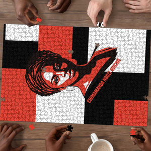 Chimamanda Ngozi Adichie Puzzle with Bold Red Portrait, We Should All Be Feminists Quote - African Pride