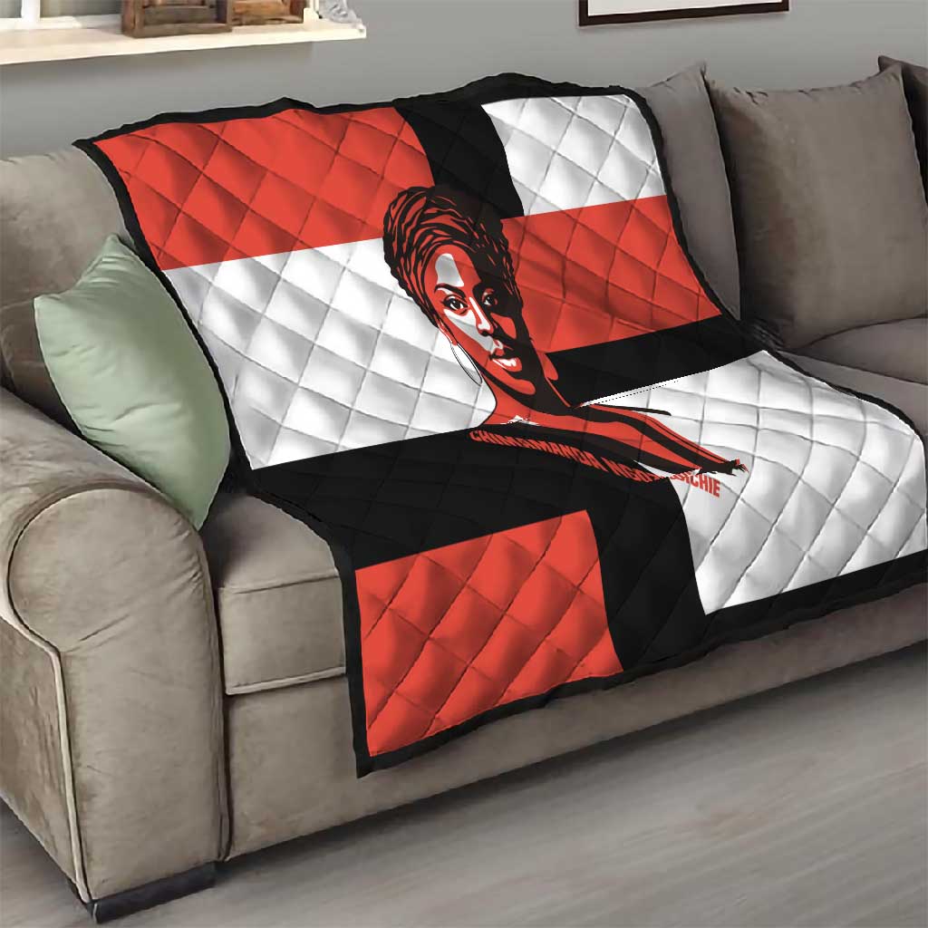 Chimamanda Ngozi Adichie Quilt with Bold Red Portrait, We Should All Be Feminists Quote - African Pride