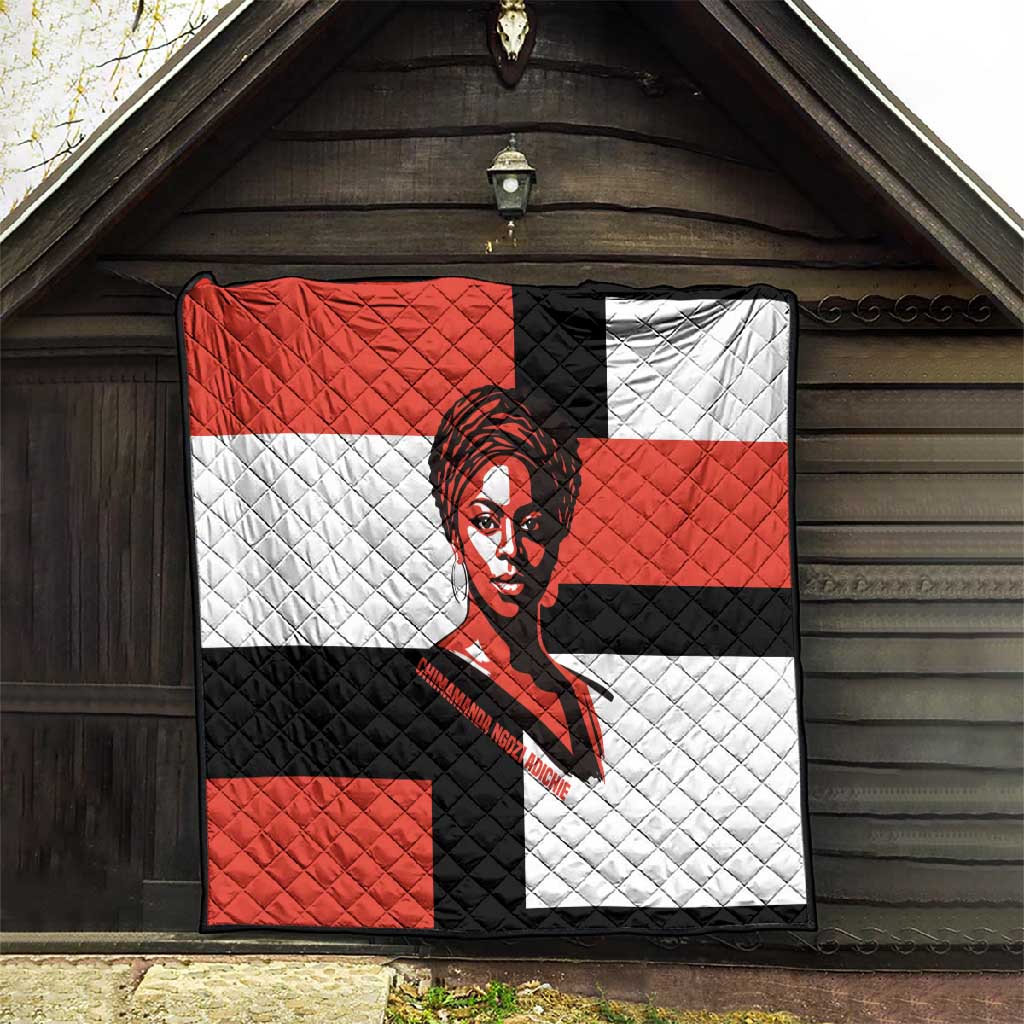 Chimamanda Ngozi Adichie Quilt with Bold Red Portrait, We Should All Be Feminists Quote - African Pride