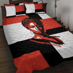Chimamanda Ngozi Adichie Quilt Bed Set with Bold Red Portrait, We Should All Be Feminists Quote - African Pride