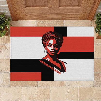 Chimamanda Ngozi Adichie Rubber Doormat with Bold Red Portrait, We Should All Be Feminists Quote - African Pride