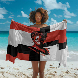 Chimamanda Ngozi Adichie Sarong with Bold Red Portrait, We Should All Be Feminists Quote - African Pride