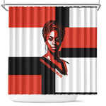 Chimamanda Ngozi Adichie Shower Curtain with Bold Red Portrait, We Should All Be Feminists Quote - African Pride