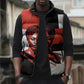 Chimamanda Ngozi Adichie Sleeveless Puffer Jacket with Bold Red Portrait, We Should All Be Feminists Quote - African Pride
