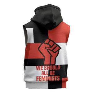 Chimamanda Ngozi Adichie Sleeveless Zip Hoodie with Bold Red Portrait, We Should All Be Feminists Quote - African Pride