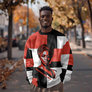 Chimamanda Ngozi Adichie Sweatshirt with Bold Red Portrait, We Should All Be Feminists Quote - African Pride