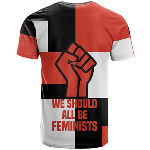 Chimamanda Ngozi Adichie T shirt with Bold Red Portrait, We Should All Be Feminists Quote - African Pride