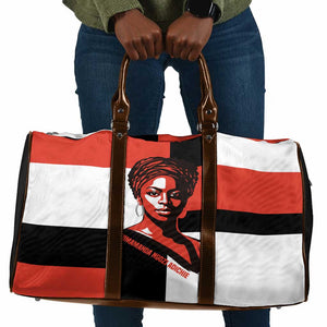 Chimamanda Ngozi Adichie Travel Bag with Bold Red Portrait, We Should All Be Feminists Quote - African Pride