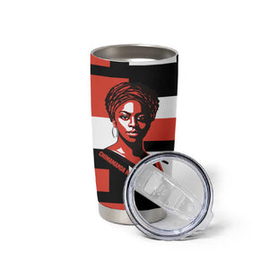 Chimamanda Ngozi Adichie Tumbler Cup with Bold Red Portrait, We Should All Be Feminists Quote - African Pride