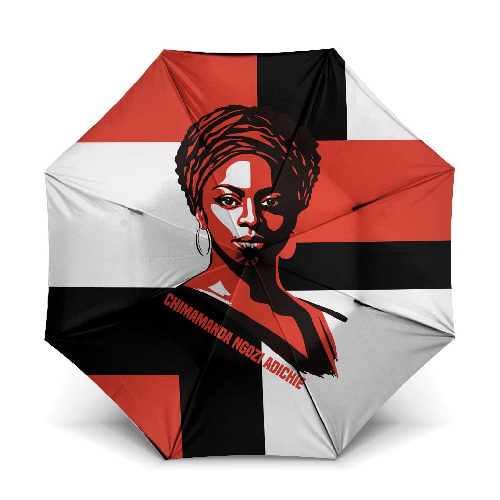 Chimamanda Ngozi Adichie Umbrella with Bold Red Portrait, We Should All Be Feminists Quote - African Pride