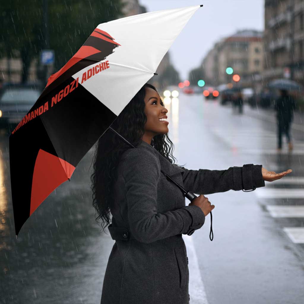 Chimamanda Ngozi Adichie Umbrella with Bold Red Portrait, We Should All Be Feminists Quote - African Pride