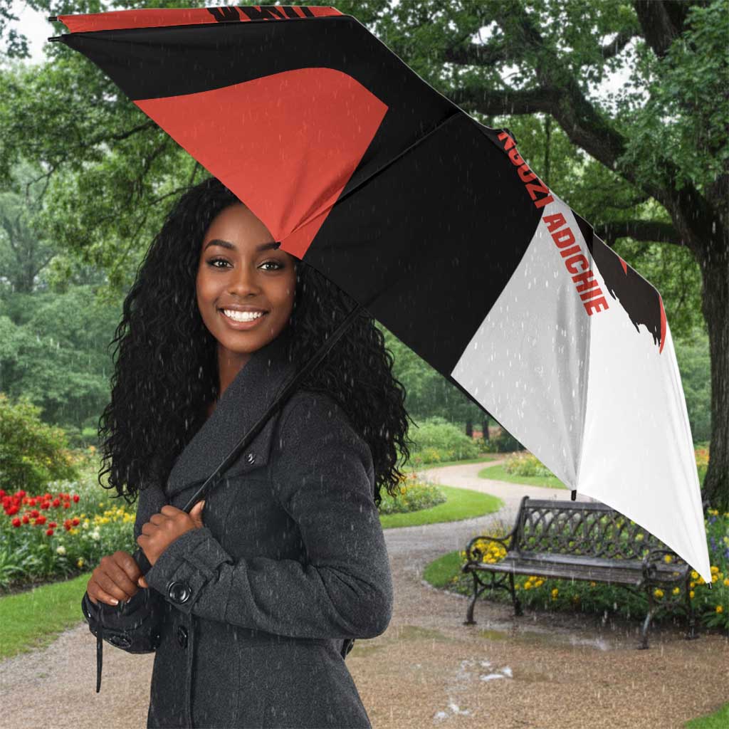 Chimamanda Ngozi Adichie Umbrella with Bold Red Portrait, We Should All Be Feminists Quote - African Pride
