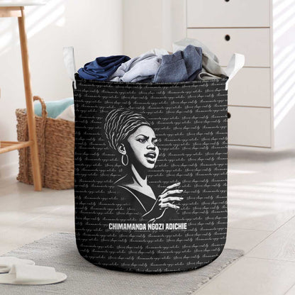 Chimamanda Ngozi Adichie Laundry Basket with Expressive Speaking Portrait, Stories Shape Reality - African Pride