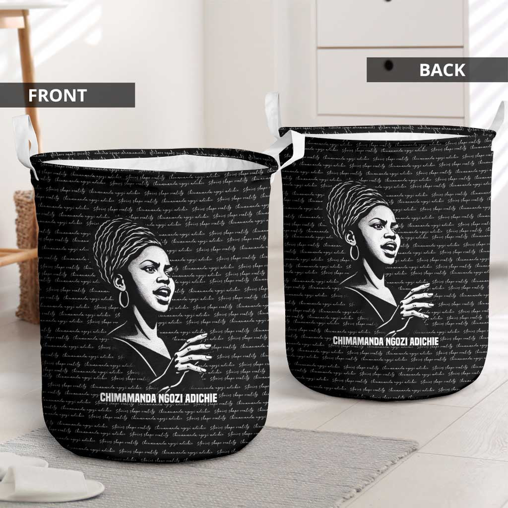 Chimamanda Ngozi Adichie Laundry Basket with Expressive Speaking Portrait, Stories Shape Reality - African Pride
