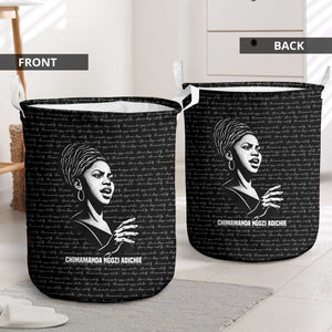 Chimamanda Ngozi Adichie Laundry Basket with Expressive Speaking Portrait, Stories Shape Reality - African Pride