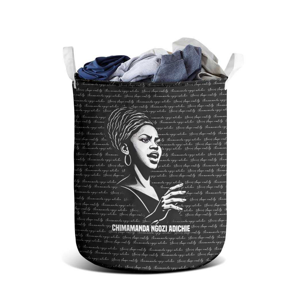 Chimamanda Ngozi Adichie Laundry Basket with Expressive Speaking Portrait, Stories Shape Reality - African Pride