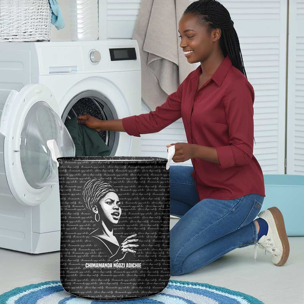Chimamanda Ngozi Adichie Laundry Basket with Expressive Speaking Portrait, Stories Shape Reality - African Pride