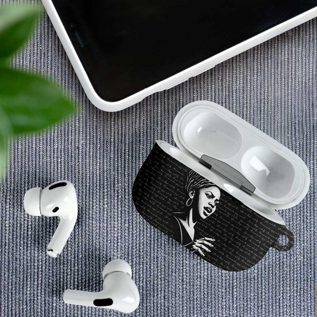 Chimamanda Ngozi Adichie AirPods Case with Expressive Speaking Portrait, Stories Shape Reality - African Pride