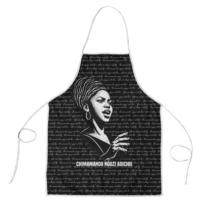 Chimamanda Ngozi Adichie Apron with Expressive Speaking Portrait, Stories Shape Reality - African Pride