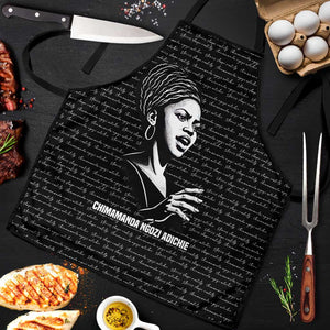 Chimamanda Ngozi Adichie Apron with Expressive Speaking Portrait, Stories Shape Reality - African Pride