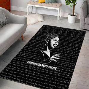 Chimamanda Ngozi Adichie Area Rug with Expressive Speaking Portrait, Stories Shape Reality - African Pride