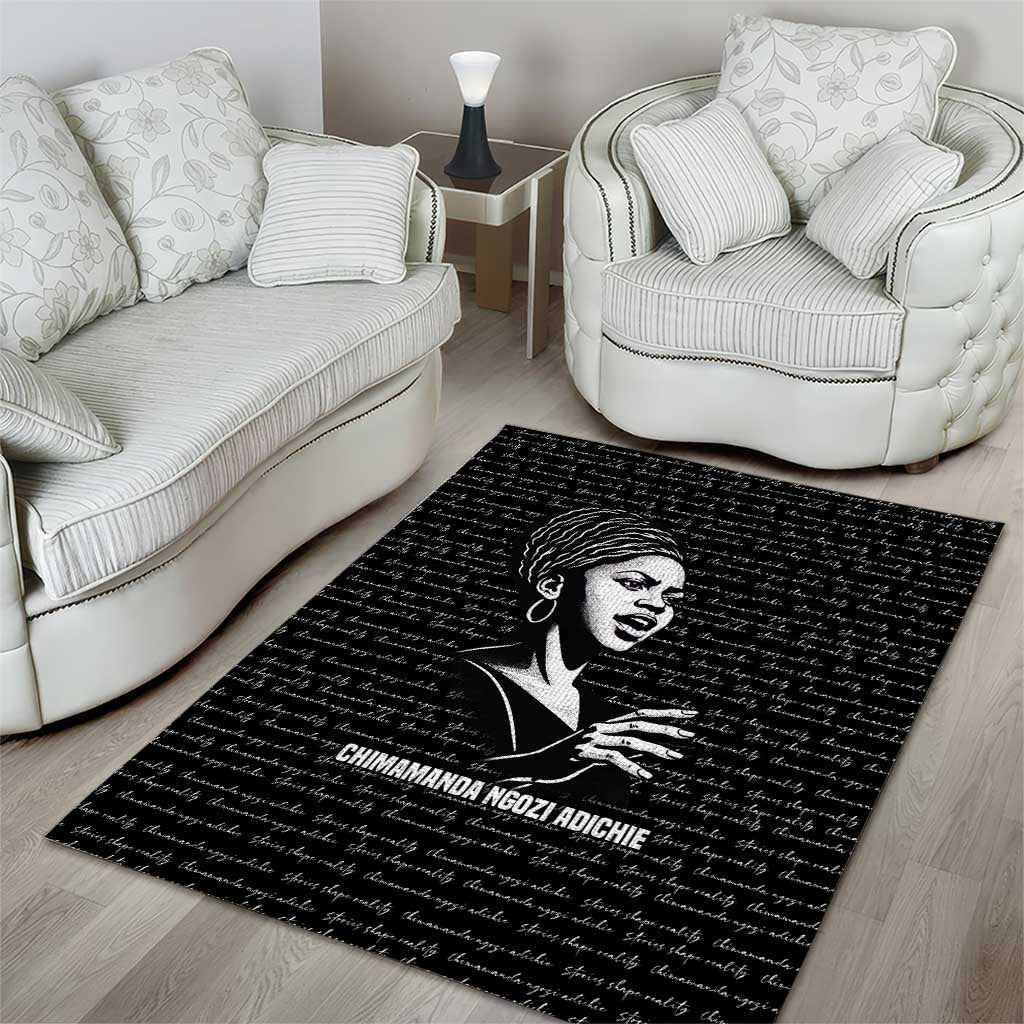 Chimamanda Ngozi Adichie Area Rug with Expressive Speaking Portrait, Stories Shape Reality - African Pride