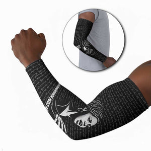 Chimamanda Ngozi Adichie Arm Sleeves with Expressive Speaking Portrait, Stories Shape Reality - African Pride