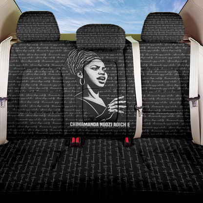 Chimamanda Ngozi Adichie Back Car Seat Cover with Expressive Speaking Portrait, Stories Shape Reality - African Pride