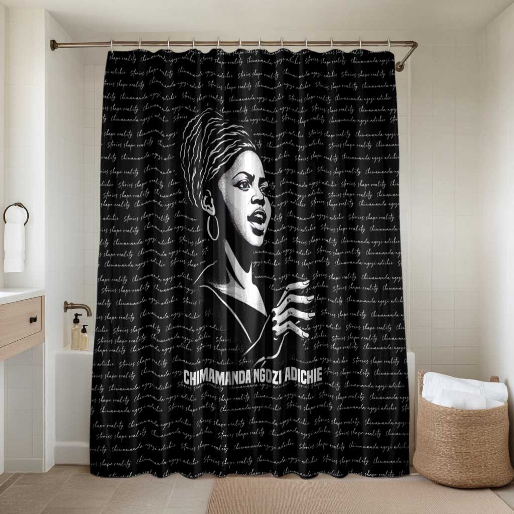 Chimamanda Ngozi Adichie Bathroom Set with Expressive Speaking Portrait, Stories Shape Reality - African Pride